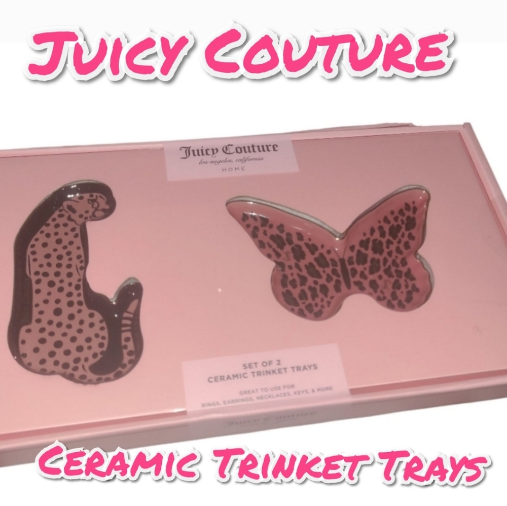 Juicy Couture Pink Leopard Trinket Tray Set